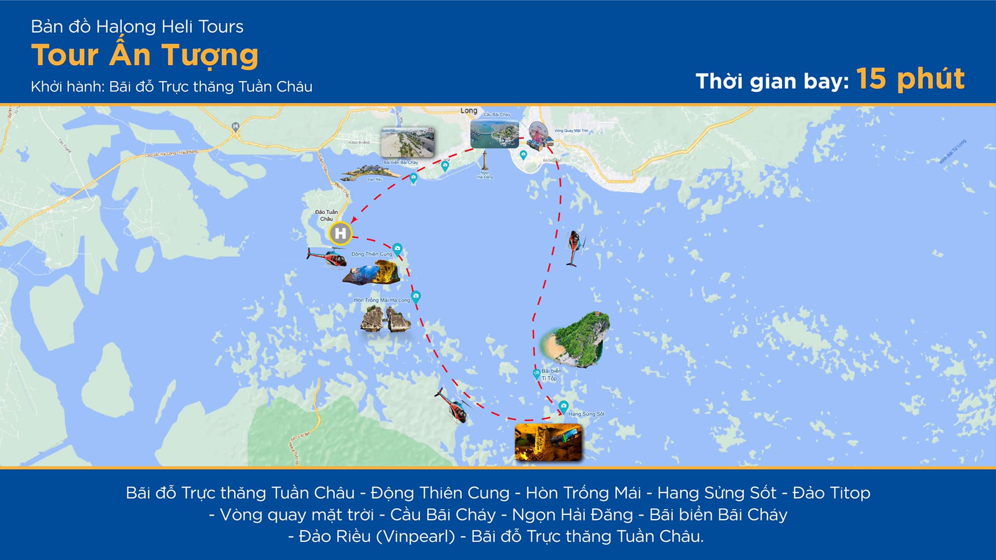 Tour Ấn tượng với trực thăng ngắm cảnh Vịnh Hạ Long 15 phút